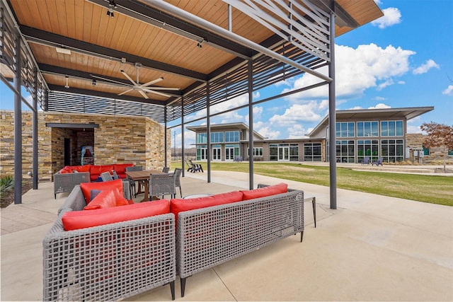 7817 Fossil Creek Trl, Mckinney, TX 75071 - view of patio / terrace with a ceiling fan and outdoor lounge area