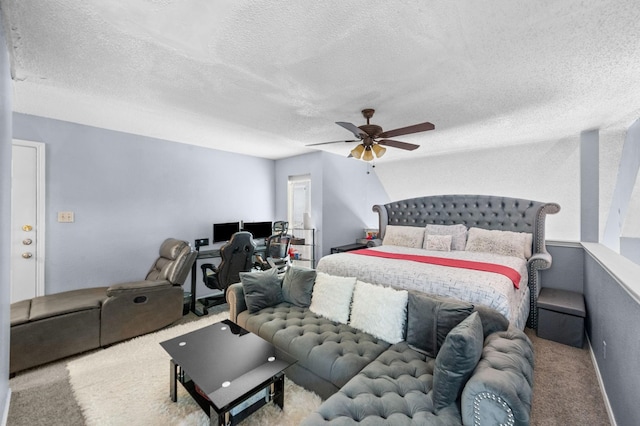 9815 Walnut St Unit 204, Dallas, TX 75243 - carpeted bedroom with a textured ceiling and a ceiling fan