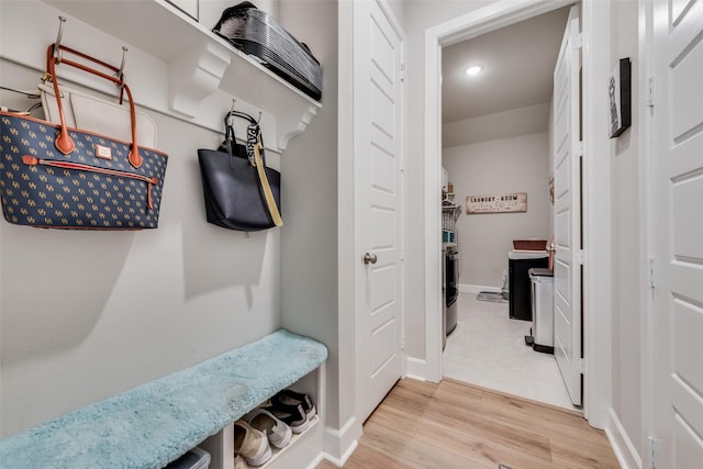 2208 Clancy Dr, Northlake, TX 76247 - mudroom with light wood-style floors, baseboards, and recessed lighting