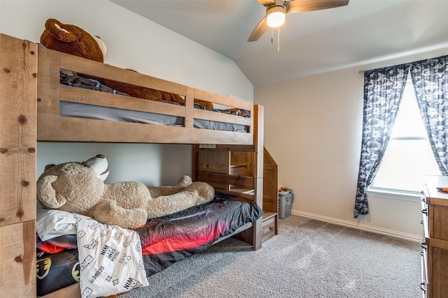 1312 Hutchings Ct, Celina, TX 75009 - carpeted bedroom featuring lofted ceiling, baseboards, and a ceiling fan