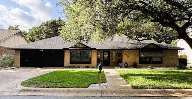4109 Three Oaks Dr, Arlington, TX 76016 - single story home featuring brick siding, a front yard, a shingled roof, and concrete driveway