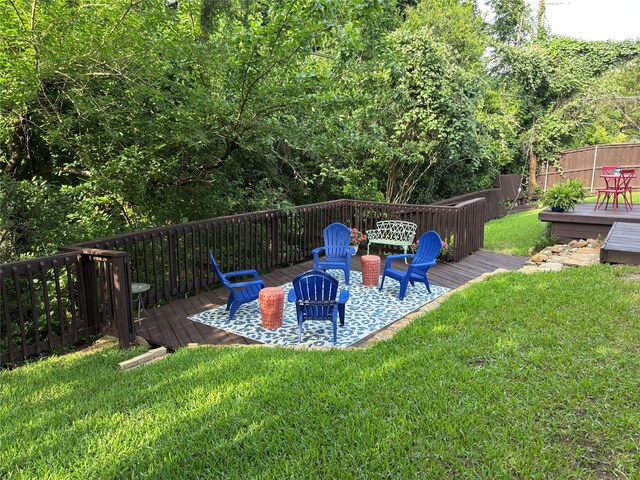 4109 Three Oaks Dr, Arlington, TX 76016 - view of yard with a wooden deck