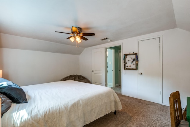 3964 Lost Creek Dr, Dallas, TX 75224 - bedroom with vaulted ceiling, carpet, and ceiling fan