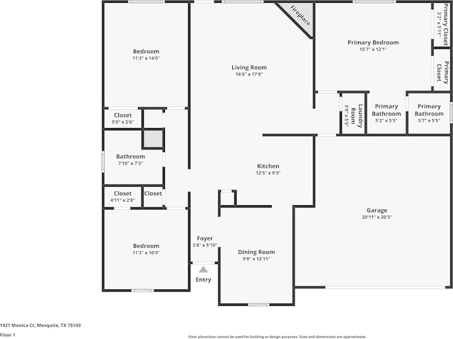 1421 Monica Ct, Mesquite, TX 75149 - property floor plan