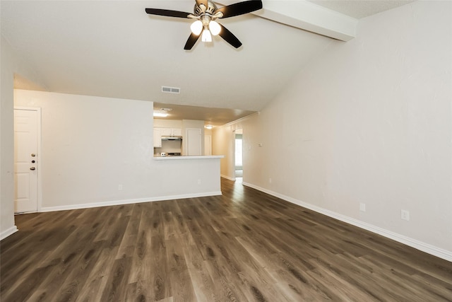 1421 Monica Ct, Mesquite, TX 75149 - unfurnished living room featuring dark wood finished floors, baseboards, and ceiling fan