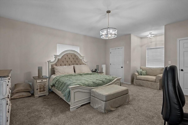 114 Deer Run, Moody, TX 76557 - bedroom featuring a chandelier, carpet flooring, and two closets