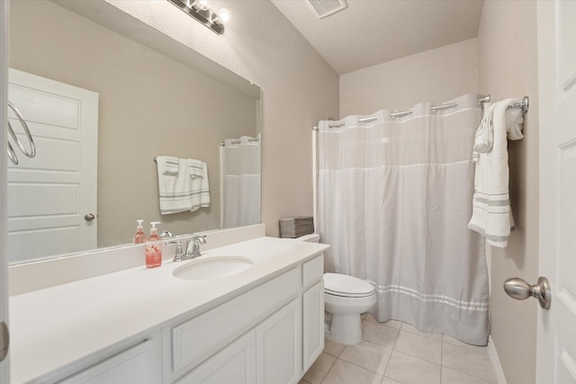 2205 Perrymead Dr, Forney, TX 75126 - bathroom featuring tile patterned floors, vanity, and a shower with shower curtain