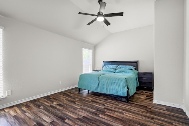 14137 Playa Trl, Fort Worth, TX 76052 - bedroom featuring wood finished floors, lofted ceiling, baseboards, and ceiling fan