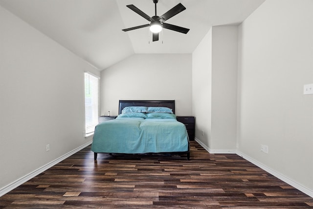14137 Playa Trl, Fort Worth, TX 76052 - bedroom with wood finished floors, vaulted ceiling, baseboards, and ceiling fan
