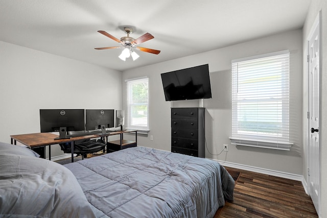 14137 Playa Trl, Fort Worth, TX 76052 - bedroom featuring baseboards, wood finished floors, and a ceiling fan