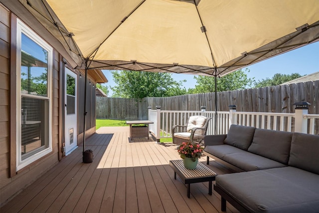 14137 Playa Trl, Fort Worth, TX 76052 - deck with an outdoor hangout area and a fenced backyard