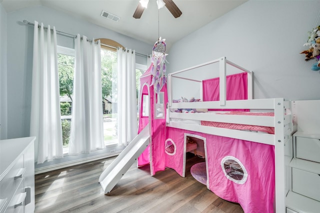 11543 Las Polamas Dr, Frisco, TX 75033 - bedroom with wood finished floors and ceiling fan