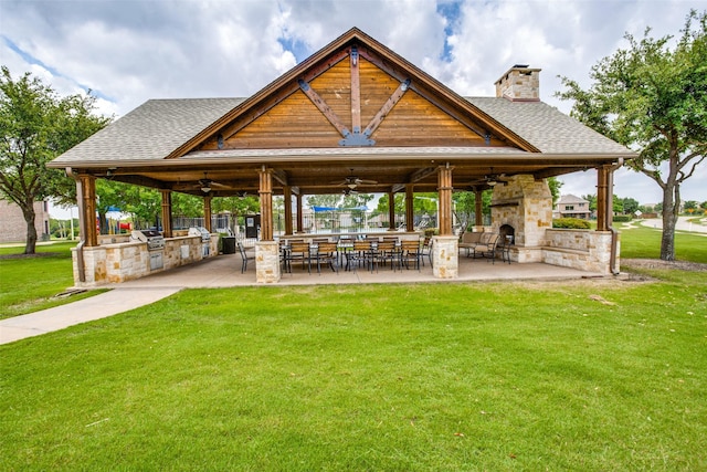 11543 Las Polamas Dr, Frisco, TX 75033 - view of property's community featuring area for grilling, a lawn, a gazebo, and a patio