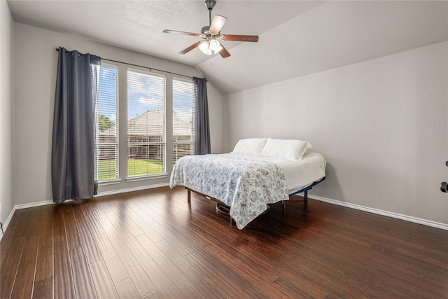 1917 Winter Hawk Dr, Fort Worth, TX 76177 - bedroom with lofted ceiling, baseboards, wood finished floors, and ceiling fan