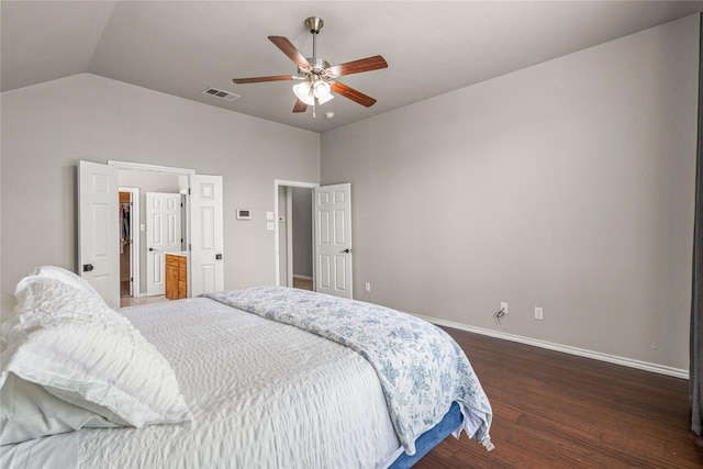 1917 Winter Hawk Dr, Fort Worth, TX 76177 - bedroom featuring wood finished floors, lofted ceiling, baseboards, and ceiling fan