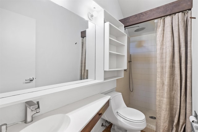 1703 E Barbara St, Tyler, TX 75701 - bathroom with toilet, a tile shower, and vanity