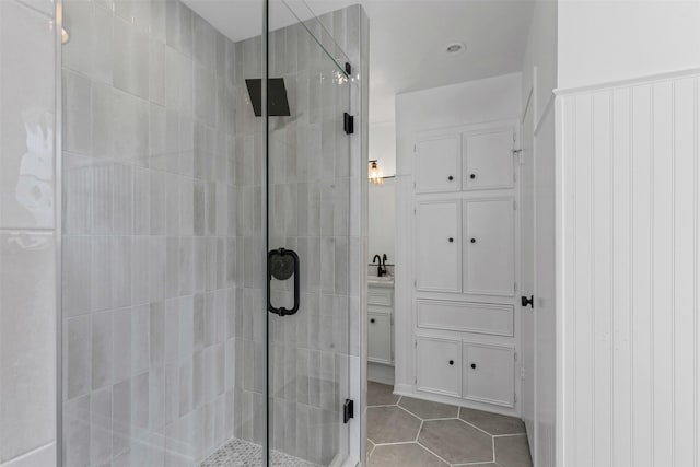 2100 Scarlet Oak Dr, Richardson, TX 75081 - full bath featuring a stall shower, tile patterned flooring, and a sink