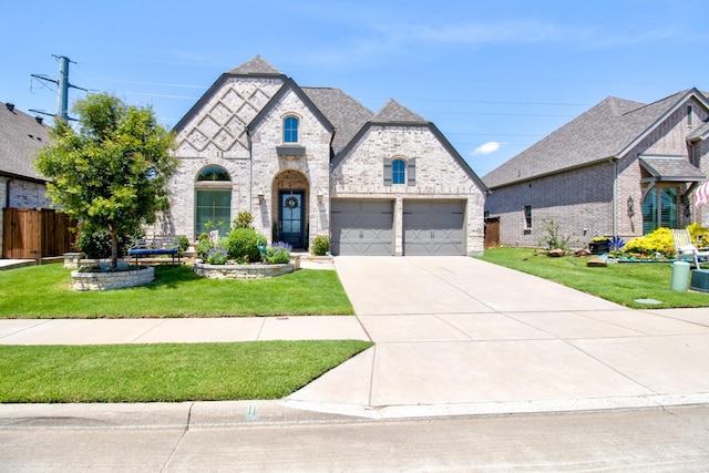 3609 Honey Suckle Ln, Little Elm, TX 75068 - french country home featuring brick siding, driveway, and stone siding