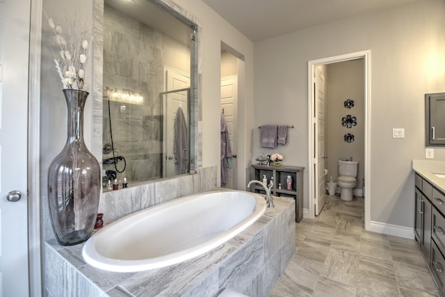 3609 Honey Suckle Ln, Little Elm, TX 75068 - full bath featuring vanity, a bath, toilet, a tile shower, and baseboards