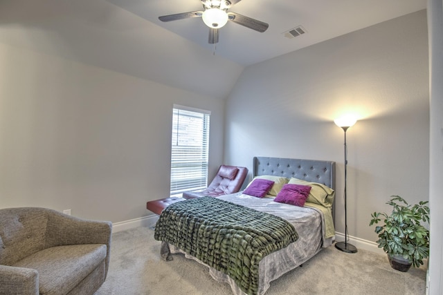 3609 Honey Suckle Ln, Little Elm, TX 75068 - carpeted bedroom with baseboards, lofted ceiling, and a ceiling fan