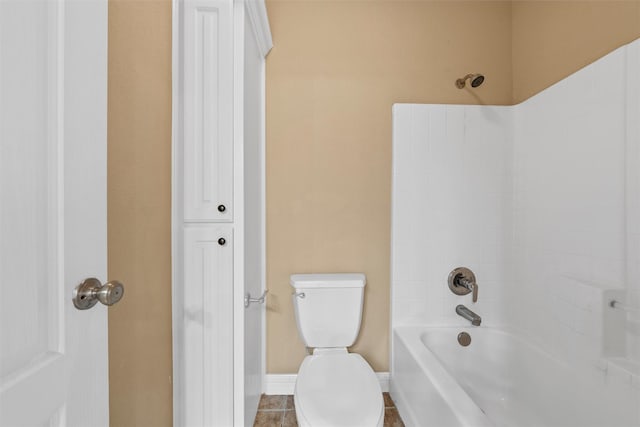 1300 Enchanted Rock Cir, Waco, TX 76712 - bathroom with toilet, shower / tub combination, baseboards, and tile patterned flooring