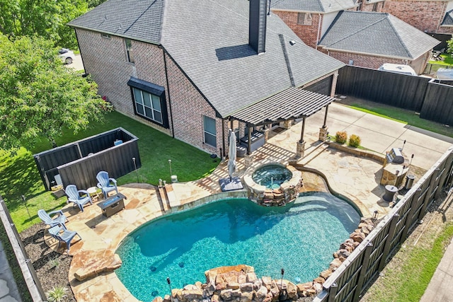 2398 April Sound Ln, Frisco, TX 75033 - view of swimming pool with a patio, a pool with connected hot tub, and a grill