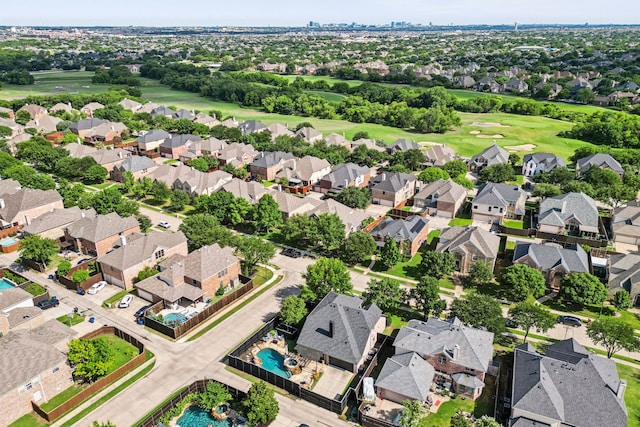 2398 April Sound Ln, Frisco, TX 75033 - aerial view of residential area featuring a golf club and a pool area