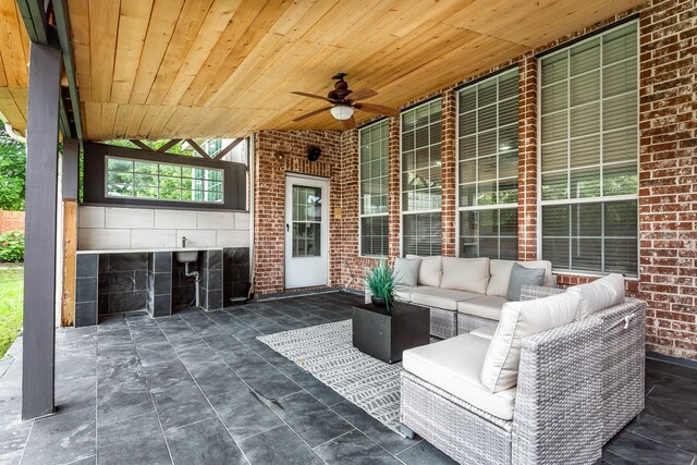 3700 Wagon Wheel Ct, Richardson, TX 75082 - view of patio / terrace featuring an outdoor hangout area and a ceiling fan