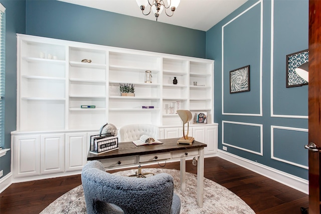 3700 Wagon Wheel Ct, Richardson, TX 75082 - office featuring dark wood-type flooring and a chandelier