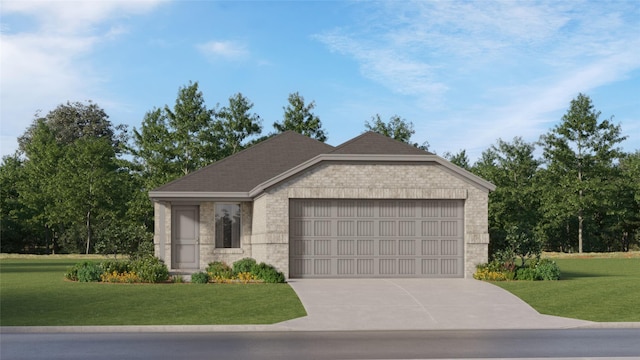 923 Carrick Dr, Ennis, TX 75119 - ranch-style house featuring an attached garage, brick siding, a front yard, and concrete driveway