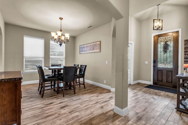 4323 Cherry Ln, Melissa, TX 75454 - dining space featuring a chandelier, light wood finished floors, and baseboards