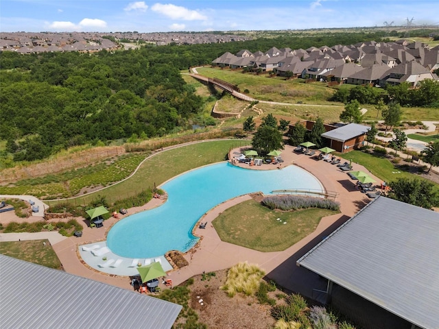 6313 Savannah Oak Trl, Flower Mound, TX 76226 - aerial perspective of suburban area with a pool area