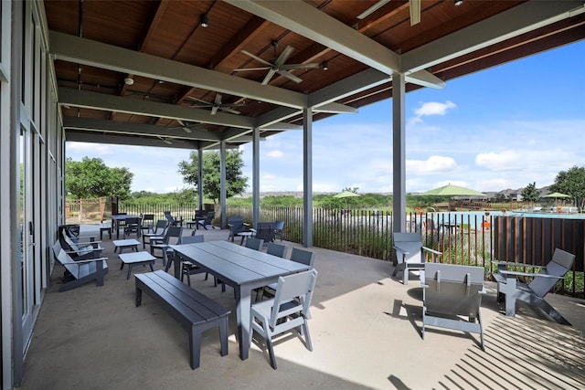 6313 Savannah Oak Trl, Flower Mound, TX 76226 - view of patio / terrace with a ceiling fan and outdoor dining area