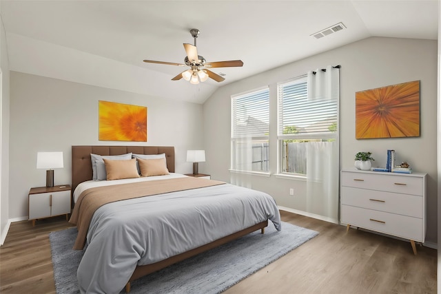 2004 Uvalde Dr, Forney, TX 75126 - bedroom with vaulted ceiling, light wood-style flooring, baseboards, and ceiling fan