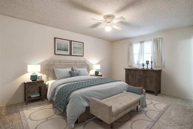 6417 Winifred Dr, Fort Worth, TX 76133 - bedroom with light carpet, a textured ceiling, and ceiling fan