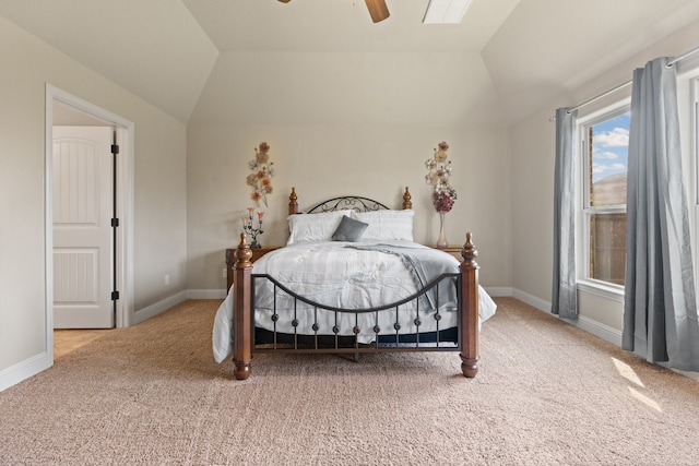 906 Joshua Ct, Granbury, TX 76048 - carpeted bedroom with lofted ceiling, a ceiling fan, and baseboards