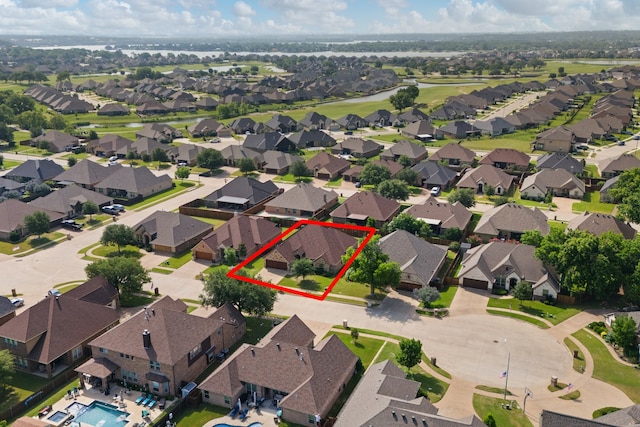906 Joshua Ct, Granbury, TX 76048 - aerial view of residential area featuring property boundaries highlighted and a pool