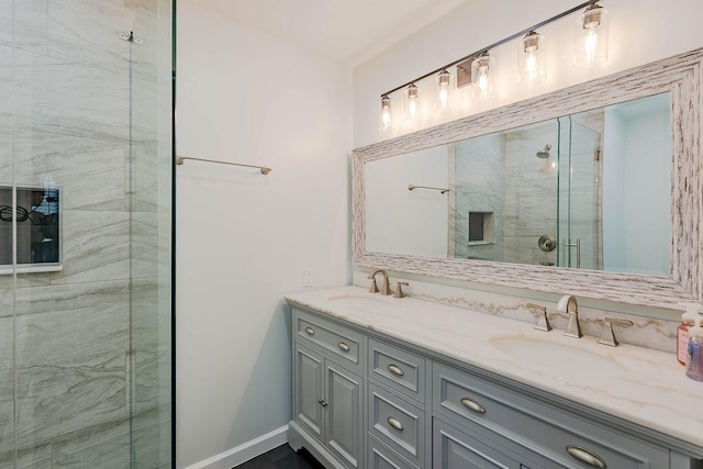 1019 Patricia Dr, Sherman, TX 75090 - full bath featuring a stall shower, double vanity, and baseboards