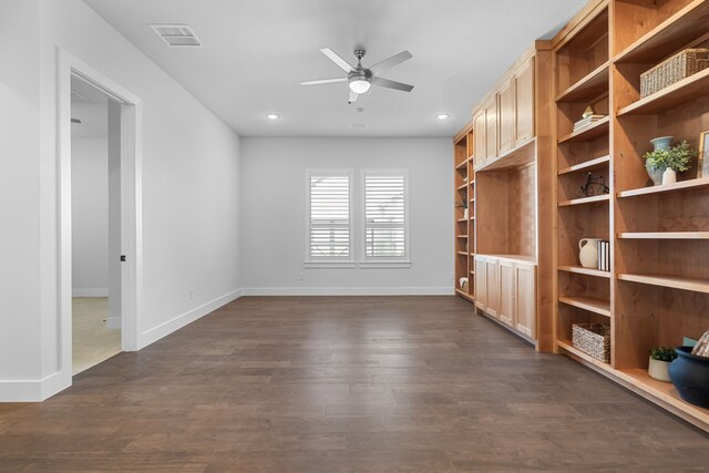 124 Craigmore Dr, Argyle, TX 76226 - unfurnished living room featuring baseboards, a ceiling fan, dark wood finished floors, and recessed lighting