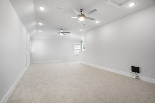 124 Craigmore Dr, Argyle, TX 76226 - unfurnished room with recessed lighting, ceiling fan, attic access, light colored carpet, and baseboards