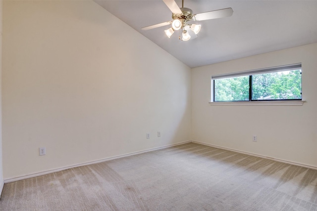 1112 Forest Creek St, Benbrook, TX 76126 - unfurnished room featuring light colored carpet, lofted ceiling, a ceiling fan, and baseboards