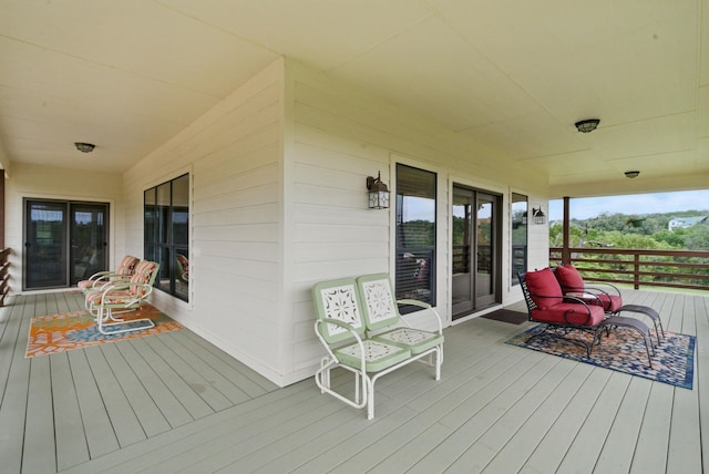 5925 Compass Way, Bluff Dale, TX 76433 - wooden terrace with french doors