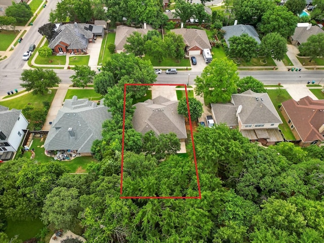 3812 Ridgemont Ln, Denton, TX 76210 - aerial perspective of suburban area featuring property boundaries highlighted