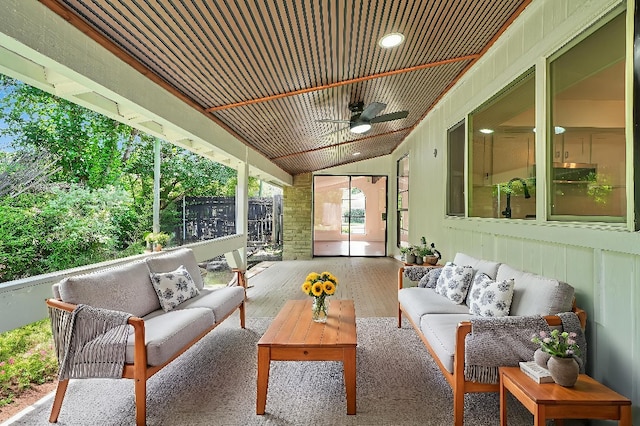 3008 Lindbergh Dr, Dallas, TX 75228 - view of patio / terrace featuring an outdoor hangout area and a ceiling fan