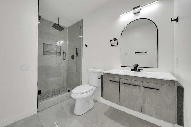 3008 Lindbergh Dr, Dallas, TX 75228 - bathroom with a shower stall, vanity, and marble look tiles
