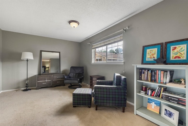 2011 Sandy Trl, Richardson, TX 75080 - sitting room with carpet flooring, a textured ceiling, and baseboards