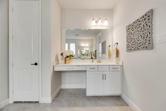 11578 Barcelona Ln, Frisco, TX 75035 - bathroom with vanity, baseboards, and tile patterned flooring