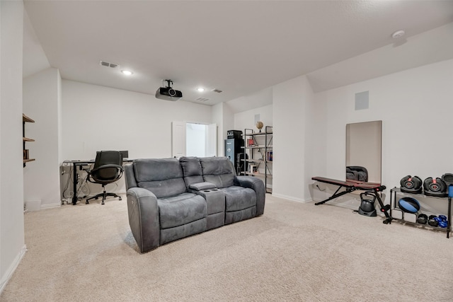 11578 Barcelona Ln, Frisco, TX 75035 - carpeted home theater room featuring baseboards, vaulted ceiling, and recessed lighting