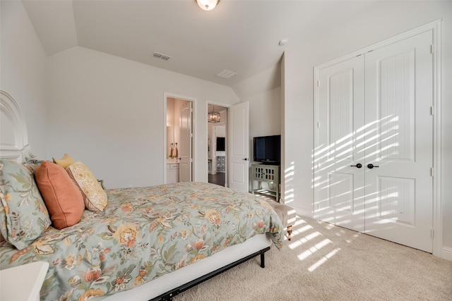 11578 Barcelona Ln, Frisco, TX 75035 - carpeted bedroom with lofted ceiling, a closet, and ensuite bath