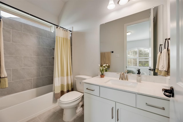 11578 Barcelona Ln, Frisco, TX 75035 - bathroom with toilet, vanity, shower / tub combo, and tile patterned floors